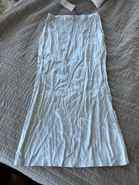 NWT Zara Silver Elastic Waist Drawstring Maxi Skirt